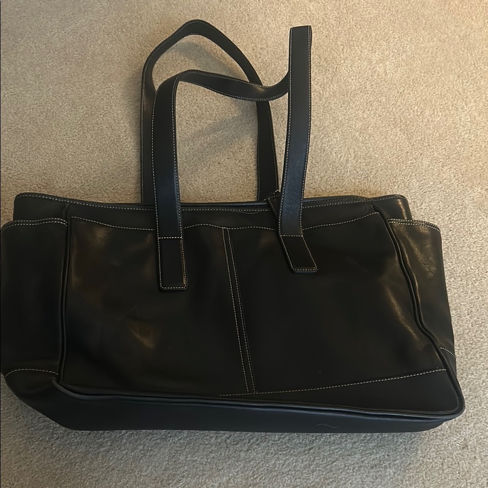 Vintage Coach Black Leather Tote Bag